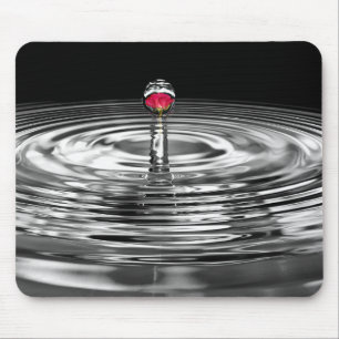 red rose in water droplet mouse pad