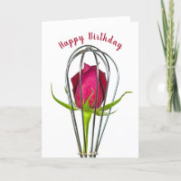 Red Rose in Wire Whisk Birthday