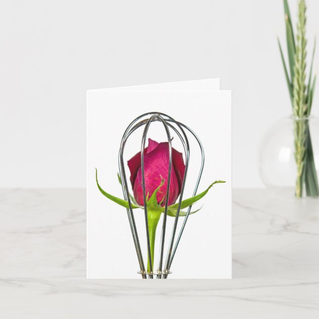 Red Rose in Wire Whisk  Note Card (Front)