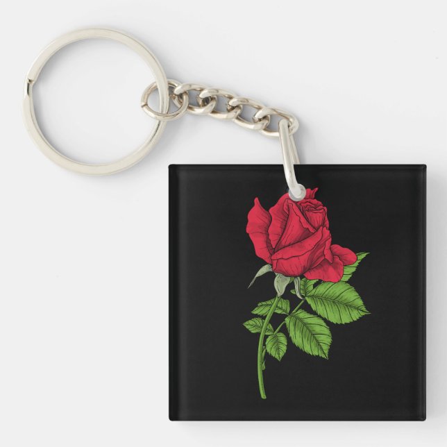 Red rose keychain (Front)