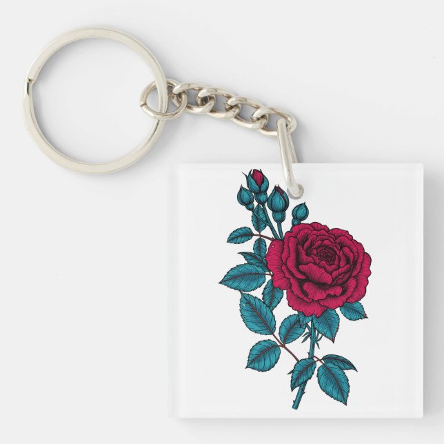 Red rose keychain (Front)