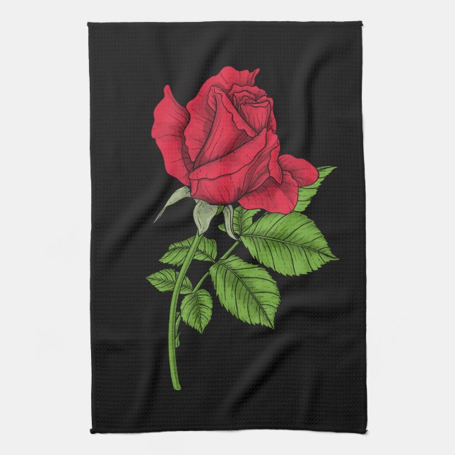 Red rose kitchen towel (Vertical)