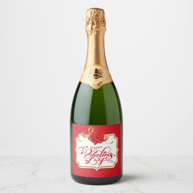 Red Rose Label with Happy Valentine's Day (Front)
