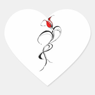 Red Rose Lady Tribal Tattoo Design Heart Sticker
