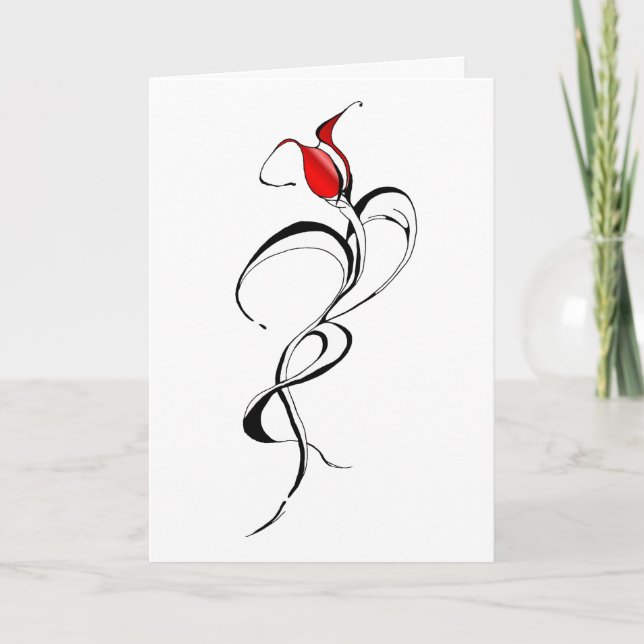 Red Rose Lady Tribal Tattoo Design Holiday Card (Front)