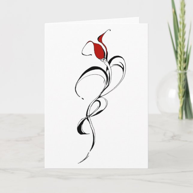 Red Rose Lady Tribal Tattoo Design Holiday Card (Front)