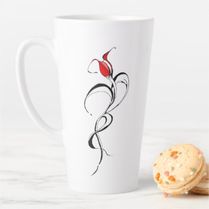 Red Rose Lady Tribal Tattoo Design Latte Mug
