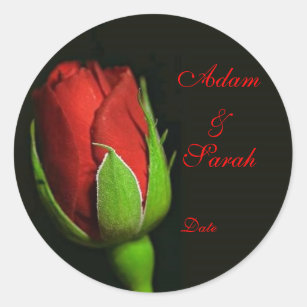red rose, lapel rose, Adam & Sarah, Date Classic Round Sticker