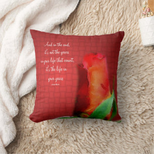 Red Rose Life Attitude Quote Inspirational  Throw Pillow