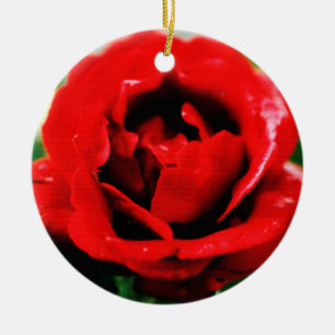 Red Rose Love   Ceramic Ornament