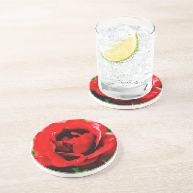 Red Rose Love  Coaster (Side)
