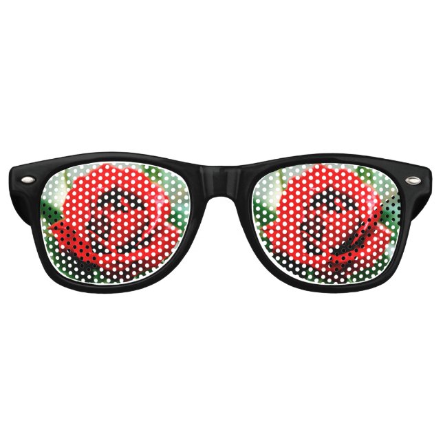 Red Rose Love  Retro Sunglasses (Front)