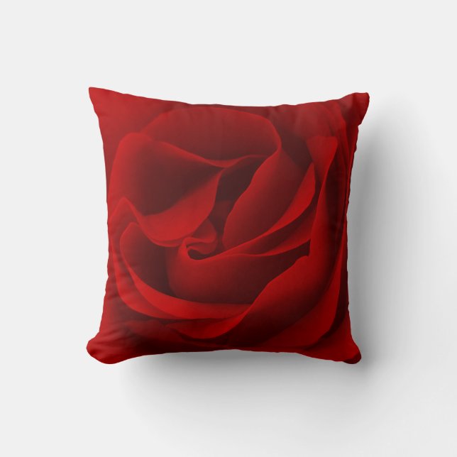 Red Rose Magnified Throw Pillow (Front)