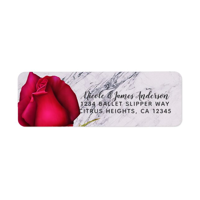 Red Rose Marble Modern Glam Bridal Shower Party (Front)