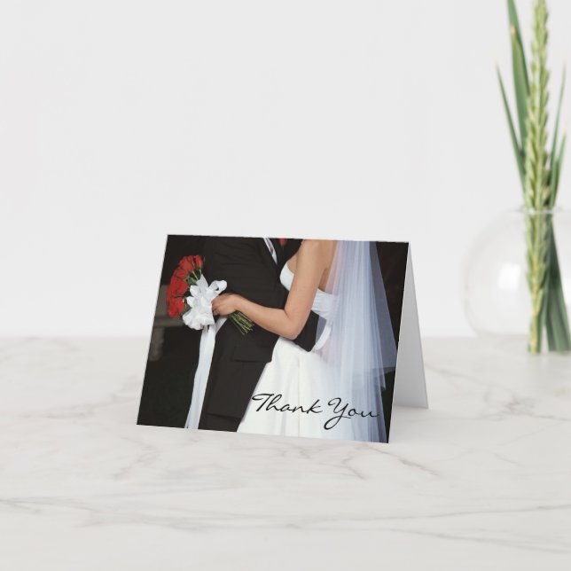 Red Rose Mariage Couple Merci Carte de note (Devant)