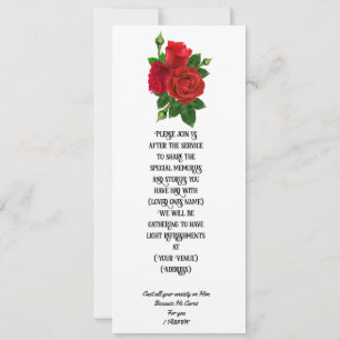 Red Rose Memorial/Funeral Flat Card