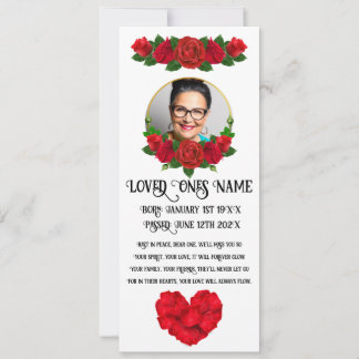 Red Rose Memorial/Funeral Flat Card