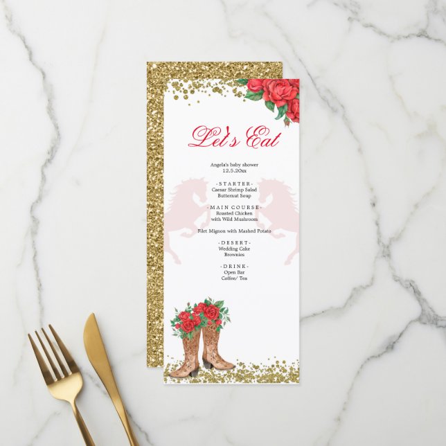 Red Rose Mexican Mis Quince Menu (Front/Back In Situ)