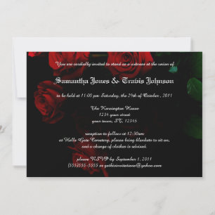 Red Rose Moderne Goth Mariage Invitations