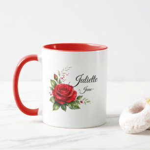 Red Rose Monogram Mug – June Birth Flower