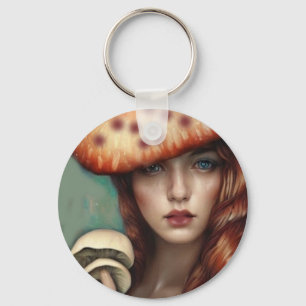 red rose mushroom lover artist designer keychain