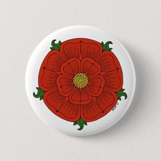 Red Rose of Lancaster 2 Inch Round Button (Front)