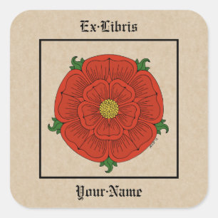 Red Rose of Lancaster Bookplate Square Sticker