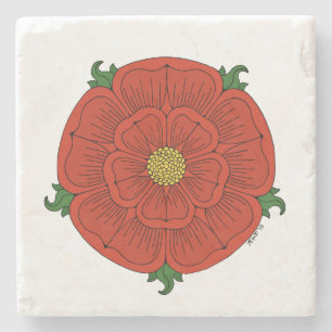 Red Rose of Lancaster Stone Coaster