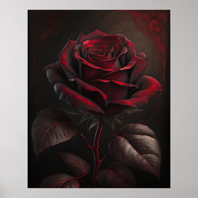 Red rose on a dark background poster (Front)