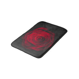 Red rose on black background vintage effect bath mat