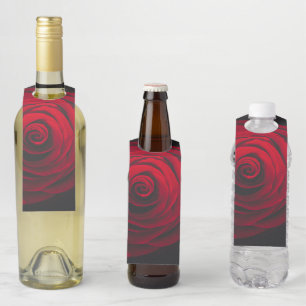 Red rose on black background vintage effect bottle tag
