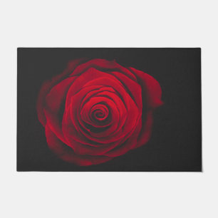 Red rose on black background vintage effect doormat