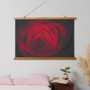 Red rose on black background vintage effect hanging tapestry