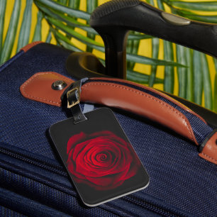 Red rose on black background vintage effect luggage tag