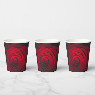 Red rose on black background vintage effect paper cups