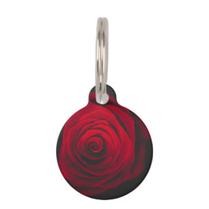Red rose on black background vintage effect pet tag