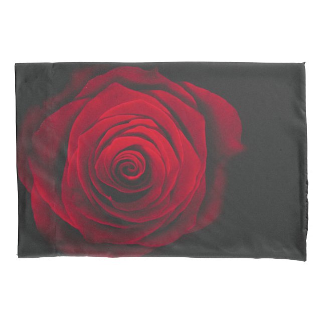 Red rose on black background vintage effect pillowcase (Front)