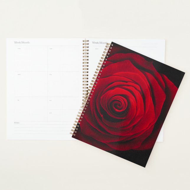 Red rose on black background vintage effect planner (Display)