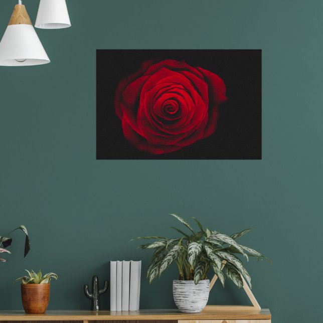 Red rose on black background vintage effect poster (Living Room 1)