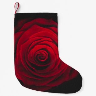 Red rose on black background vintage effect small christmas stocking