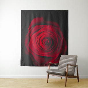 Red rose on black background vintage effect tapestry