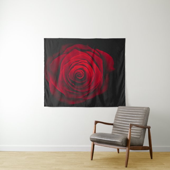 Red rose on black background vintage effect tapestry (In Situ (Horizontal))
