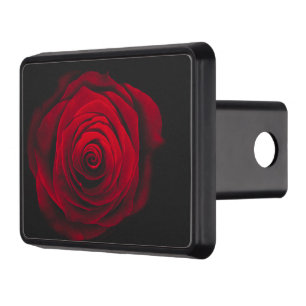 Red rose on black background vintage effect trailer hitch cover
