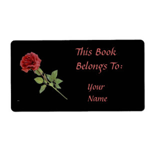 Red Rose on Black Bookplate