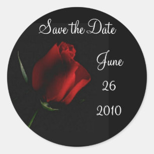 Red Rose on Black-customize it Classic Round Sticker