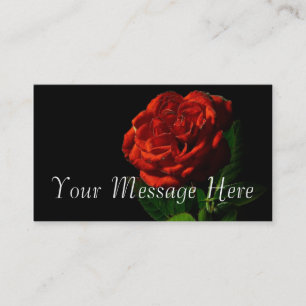 Red Rose on Black Floral Business Card