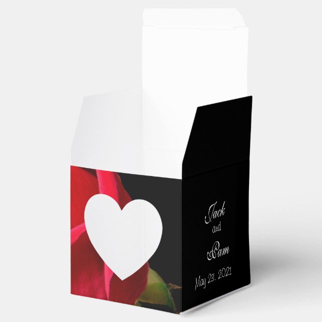 Red Rose on Black Heart favour box- customize Favor Box (Opened)