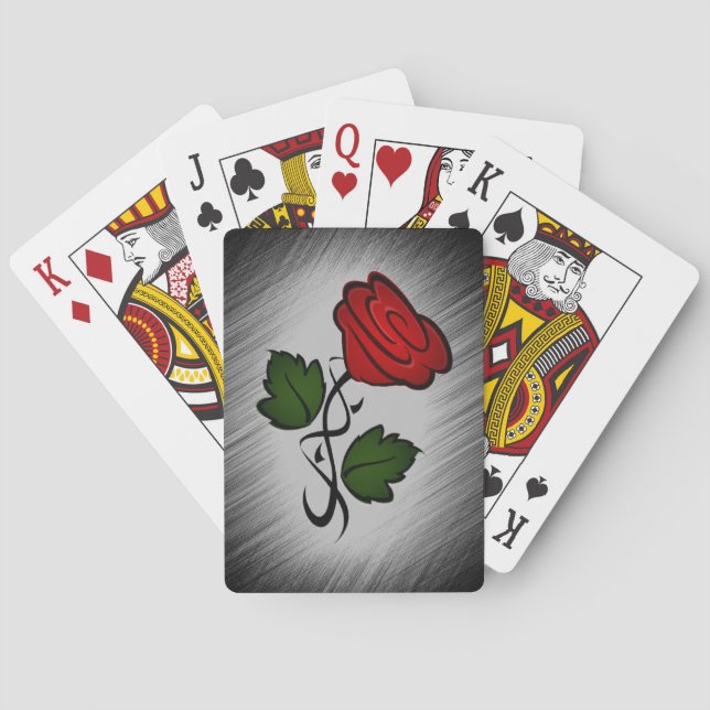 Red Rose on Black Playing Cards (Back)