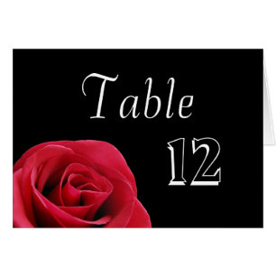 Red Rose on black Table Number Cards