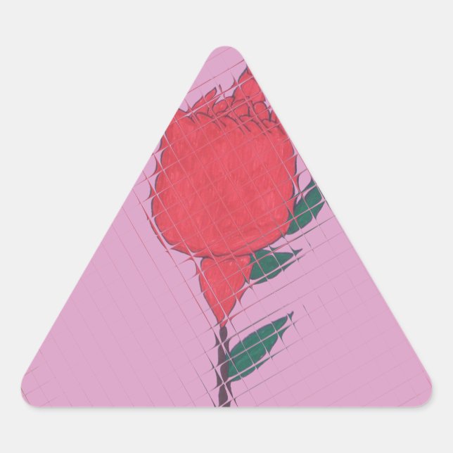 Red Rose on Pink: Floral Border Art Print/Graphic Triangle Sticker (Front)